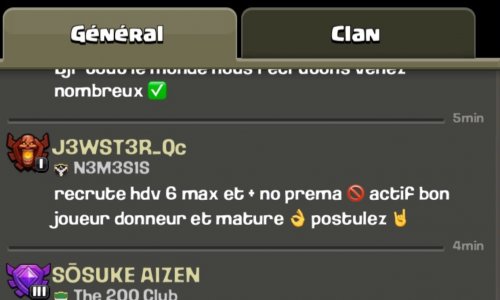 Retour du chat général sur COC