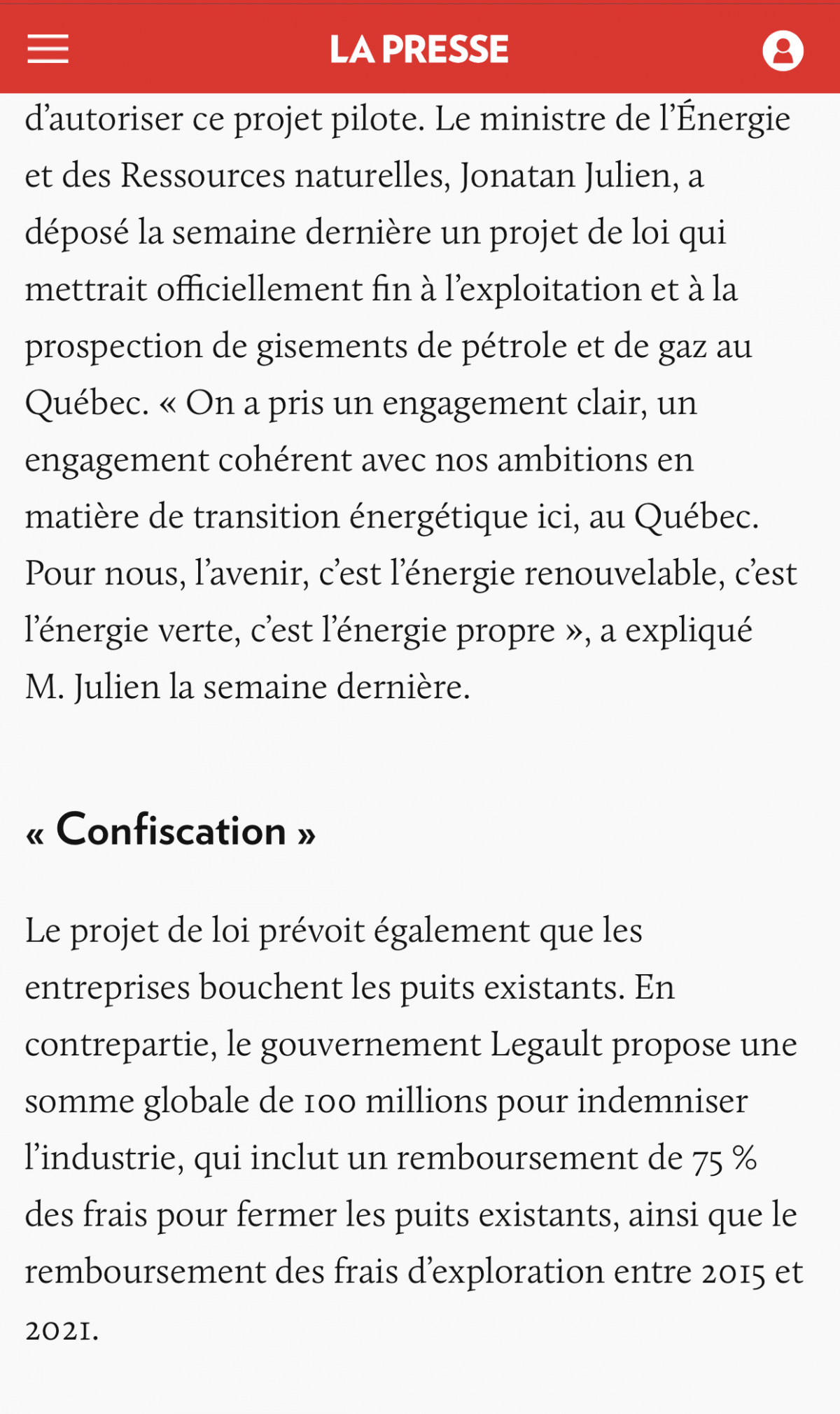 Le changement de décision du gouvernement