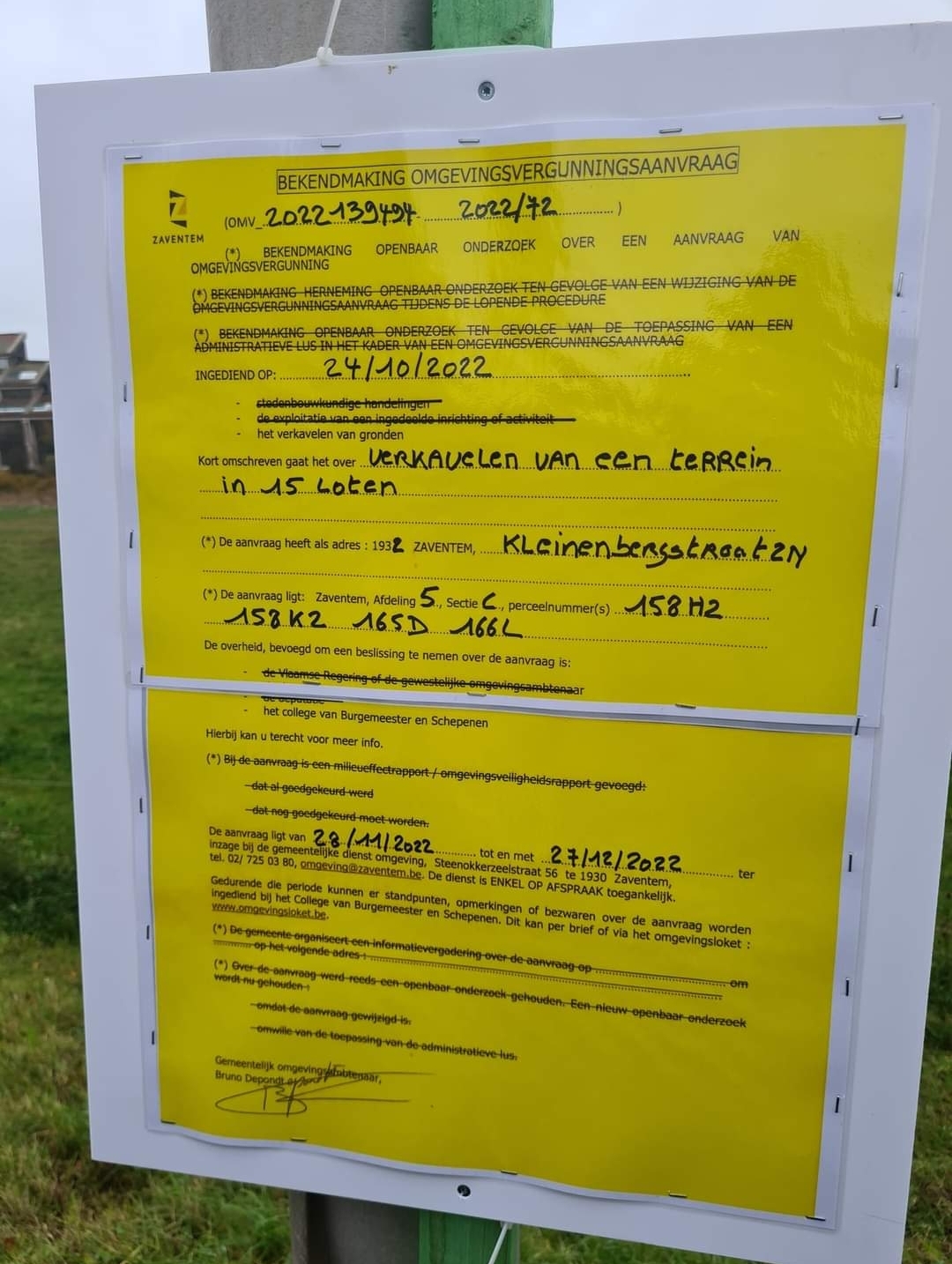 Petitie tegen de verkaveling van een terrein in 15 loten KleinenbergstraatZN 1932 Zaventem
