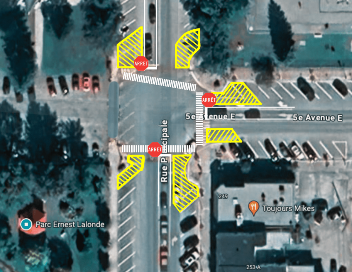 Changement de l’intersection de la principale et 5 ieme avenue