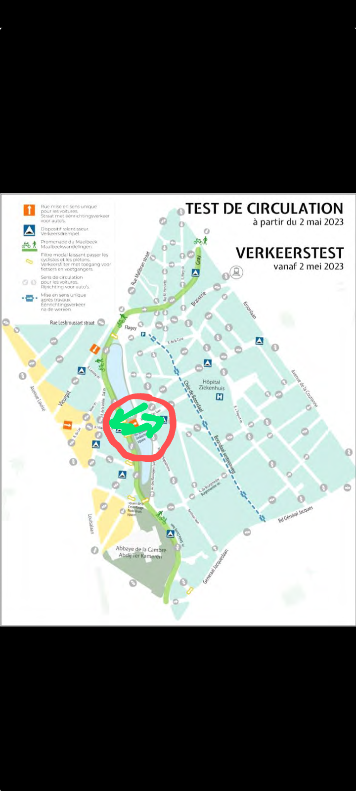 GOODMOVE Réouverture du double sens de circulation entre les Étangs d'Ixelles
