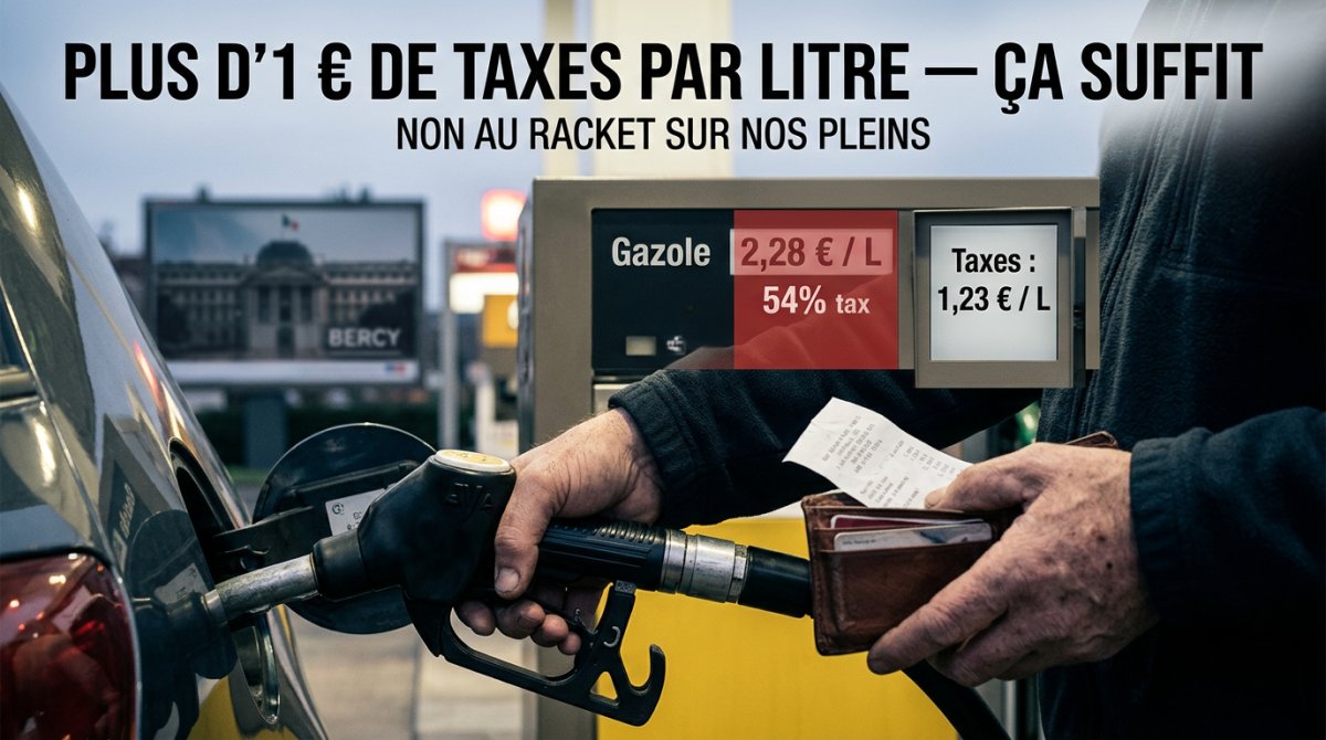 Alerte : PLUS D'1 € DE TAXES PAR LITRE — ÇA SUFFIT  NON AU RACKET SUR NOS PLEINS