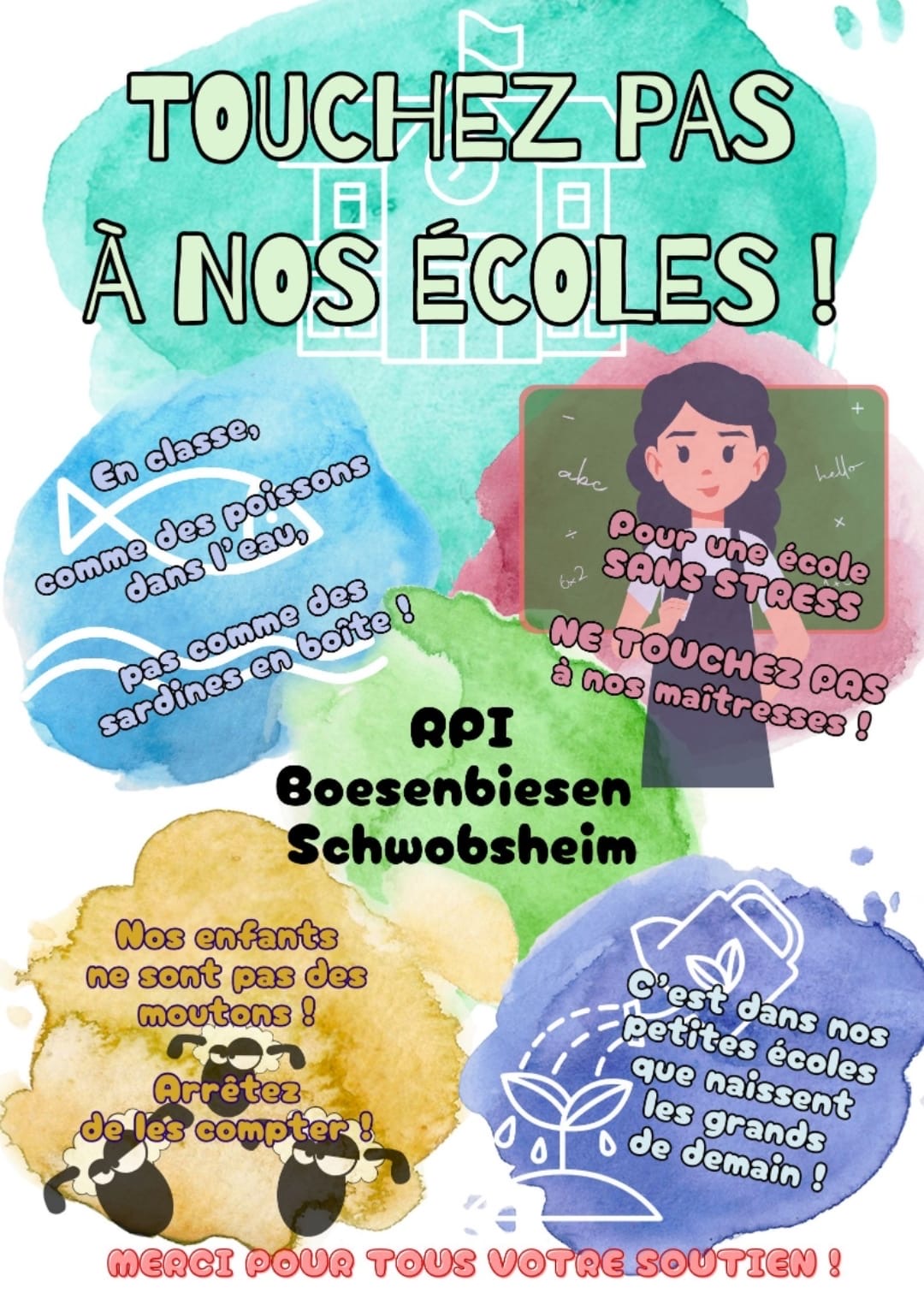 Non à la fermeture de classe dans le RPI de Boesenbiesen-Schwobsheim