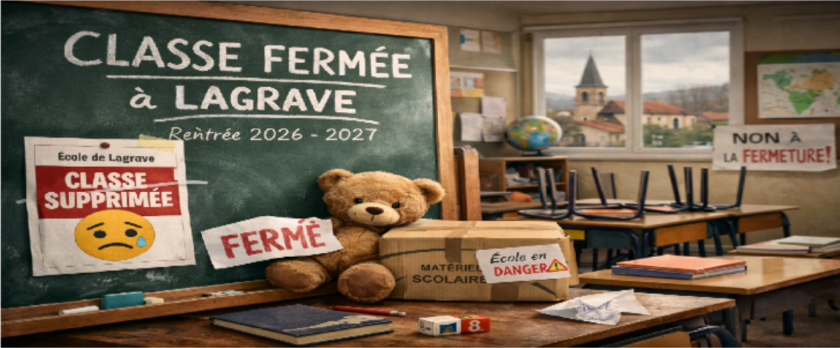 NON à la FERMETURE d'une classe à Lagrave !
