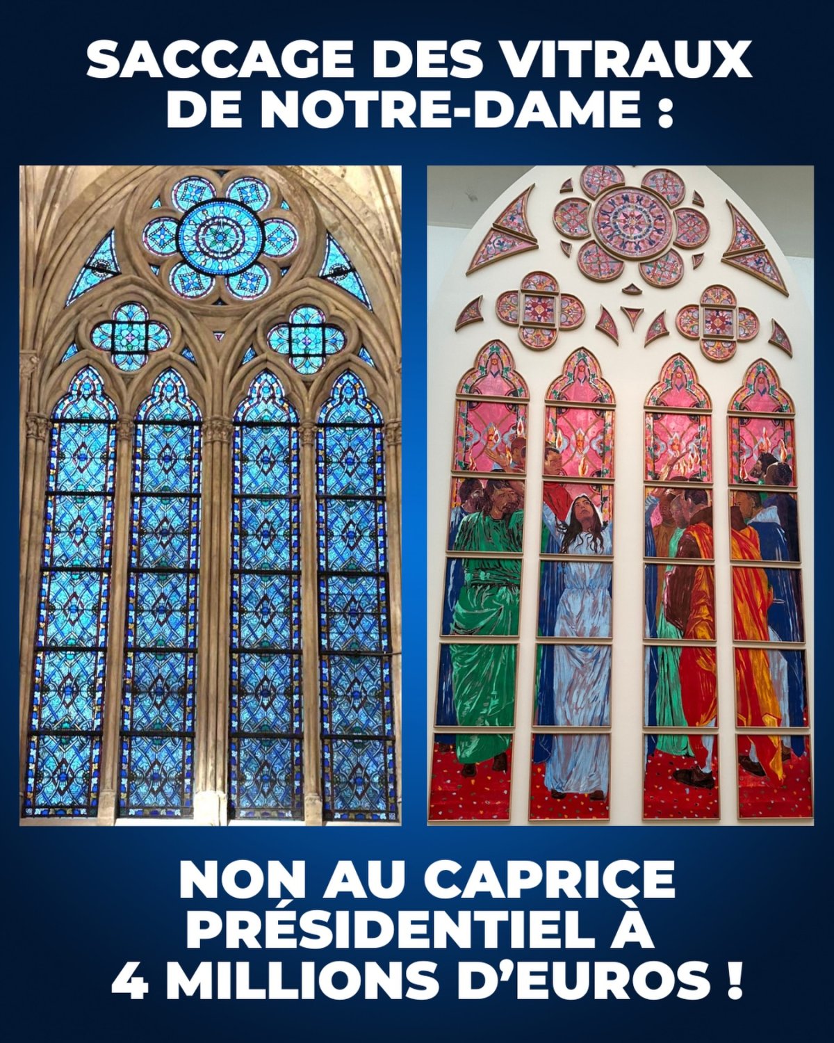 NOTRE-DAME DE PARIS : STOP AU SACCAGE DE NOS VITRAUX HISTORIQUES !