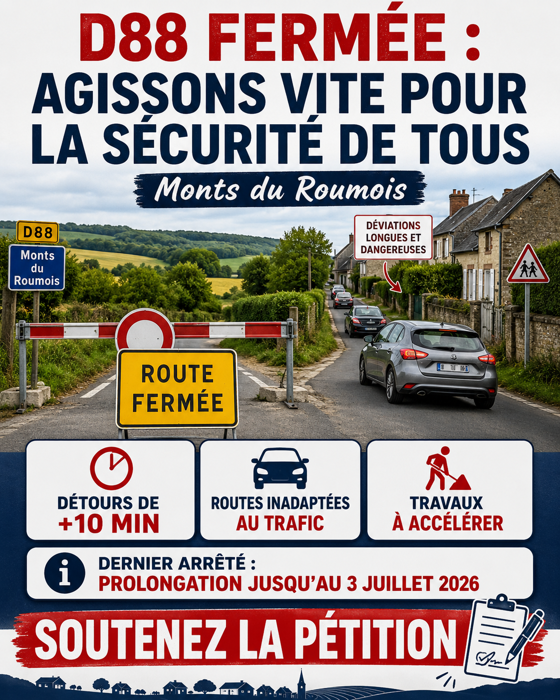 Pétition pour une intervention urgente du Département de l’Eure sur la D88 aux Monts du Roumois