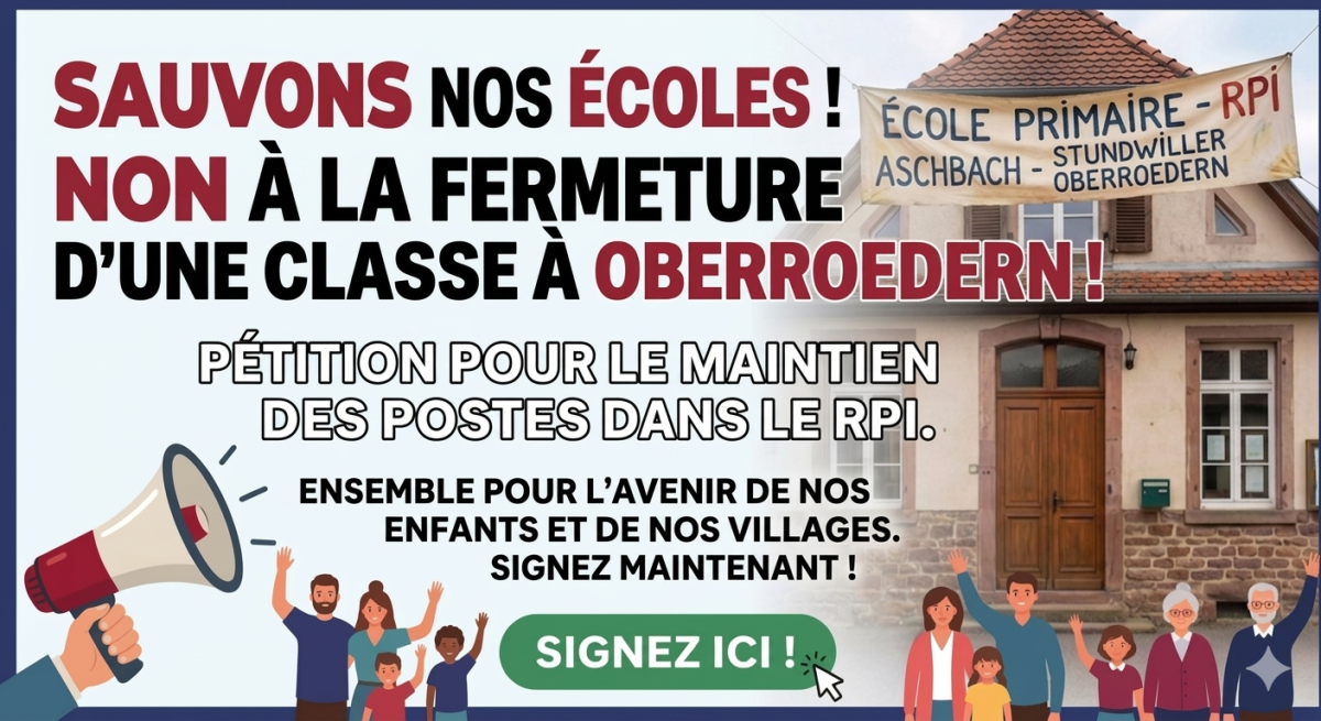 Préservons l'éducation de nos enfants et l'avenir de nos villages (RPI Aschbach-Stundwiller-Oberroedern).